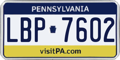 PA license plate LBP7602