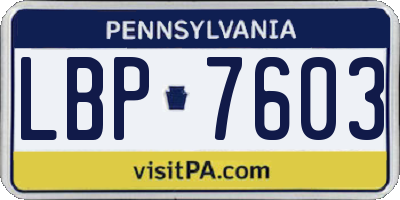 PA license plate LBP7603
