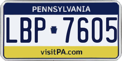 PA license plate LBP7605