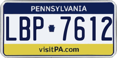 PA license plate LBP7612