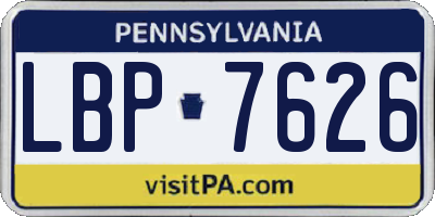 PA license plate LBP7626
