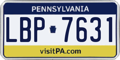 PA license plate LBP7631