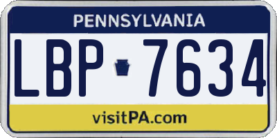 PA license plate LBP7634