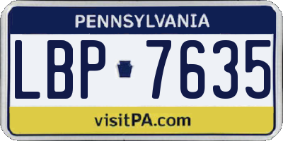 PA license plate LBP7635