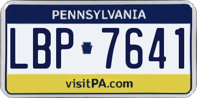 PA license plate LBP7641