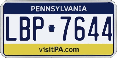 PA license plate LBP7644