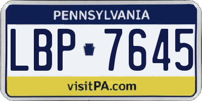 PA license plate LBP7645