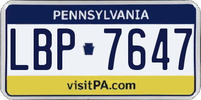 PA license plate LBP7647