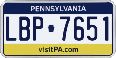 PA license plate LBP7651