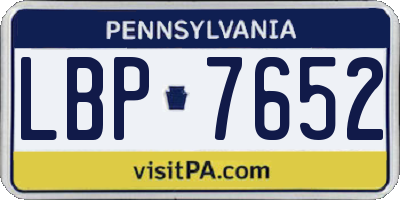 PA license plate LBP7652