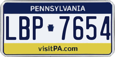 PA license plate LBP7654