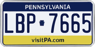 PA license plate LBP7665