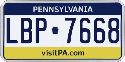 PA license plate LBP7668