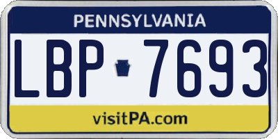PA license plate LBP7693