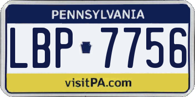 PA license plate LBP7756