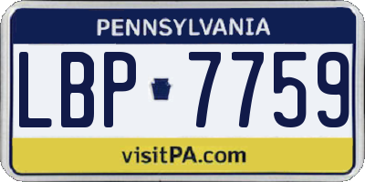 PA license plate LBP7759