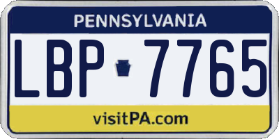 PA license plate LBP7765