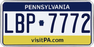 PA license plate LBP7772