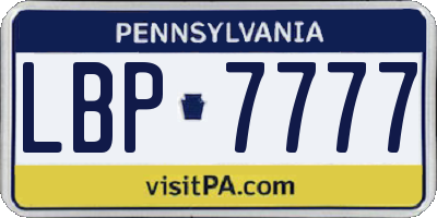 PA license plate LBP7777