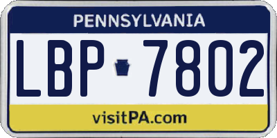 PA license plate LBP7802