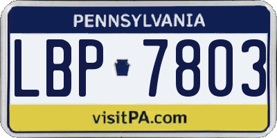 PA license plate LBP7803