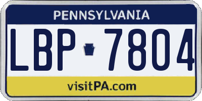 PA license plate LBP7804
