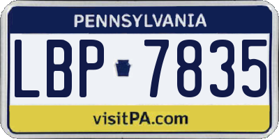 PA license plate LBP7835