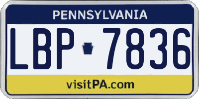 PA license plate LBP7836