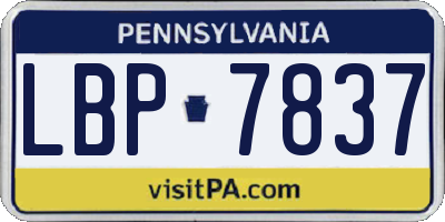 PA license plate LBP7837
