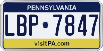 PA license plate LBP7847