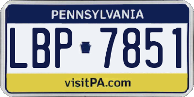 PA license plate LBP7851