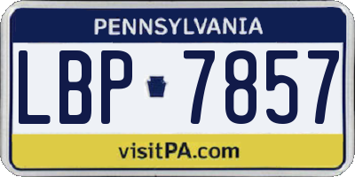 PA license plate LBP7857