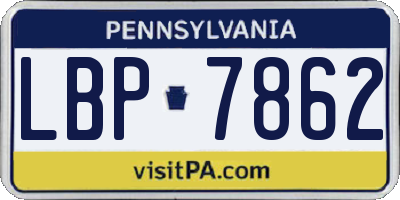 PA license plate LBP7862