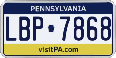 PA license plate LBP7868