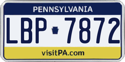 PA license plate LBP7872