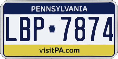 PA license plate LBP7874