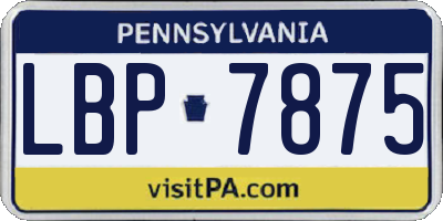 PA license plate LBP7875