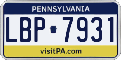 PA license plate LBP7931