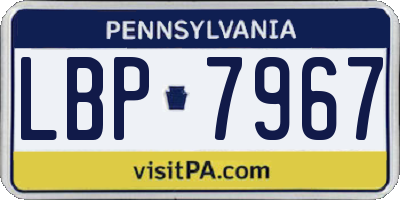 PA license plate LBP7967