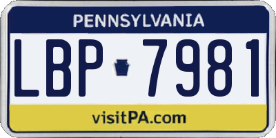 PA license plate LBP7981