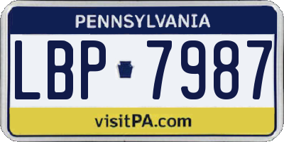 PA license plate LBP7987