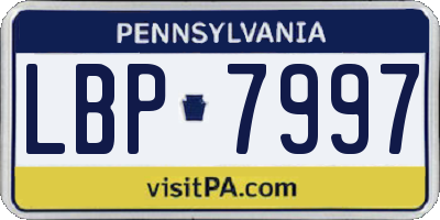 PA license plate LBP7997