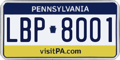 PA license plate LBP8001