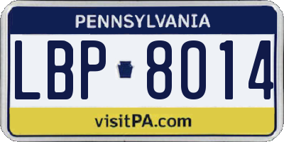 PA license plate LBP8014