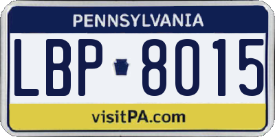 PA license plate LBP8015