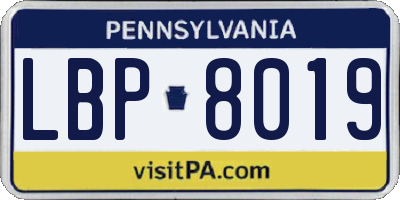 PA license plate LBP8019