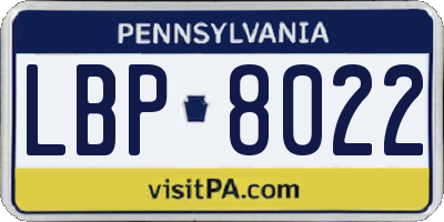 PA license plate LBP8022