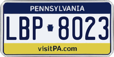 PA license plate LBP8023