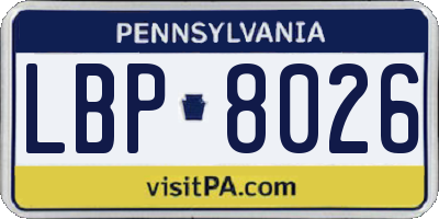PA license plate LBP8026