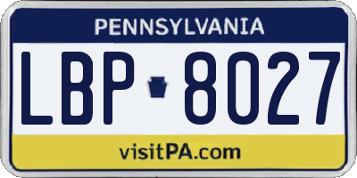 PA license plate LBP8027